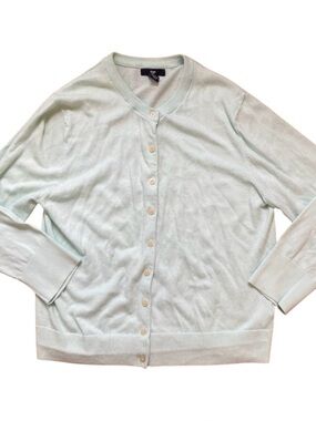 Gap Cotton Cardigan Women’s XL Mint Green Fine Knit Sweater Fall Layering